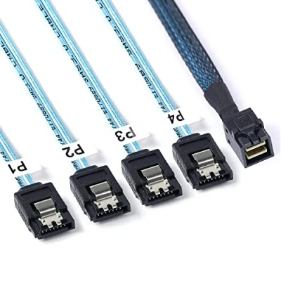 Image of ADCAUDX Mini SAS to SATA Cable:1M SFF 8643 Breakout Cable SFF8643 HD 4 (3.3FT)