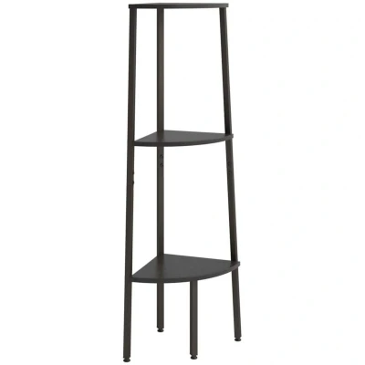 Image of vidaXL 3 Tier Corner Shelf Black 45.5x31.5x120 cm