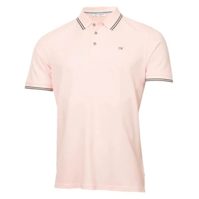 Image of Calvin Klein Mens Campus Tipped Polo Shirt Baby Pink XL