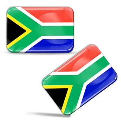 Image of Biomar Labs® 2 x 3D Domed Silicone Stickers Decals South Africa National Flag African Banner Emblem Car Motorcycle Helmet F 76