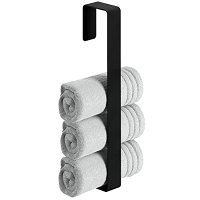 Image of WEISSENSTEIN Self Adhesive Vertical Towel Rail 3M VHB Industrial Strength 100% Stainless Steel 45cm Black