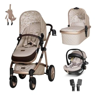 Image of Cosatto 3 in 1 Travel System, Wow 2 Birth to 25kg, Compact Fold &amp; Lightweight, Inc Carrycot, Seat Unit, ADAC Tested iSize Car Seat, Adapters Raincover (Whisper)