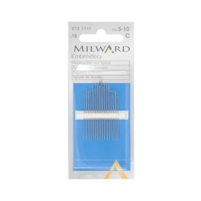 Image of Milward Embroidery/Crewel Hand Sewing Needles, Silver, Nos.5 10