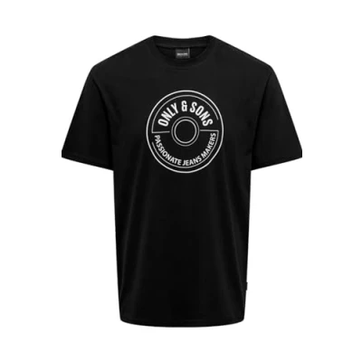 Image of ONLY &amp; SONS Men&#039;s ONSLAMER Life REG Logo SS TEE Work Utility T Shirt, Black, XS