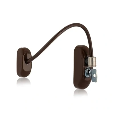 Image of XFORT Viper Key Locking Cable Window Restrictor in Brown, Durable Safety Lock for Child and Security