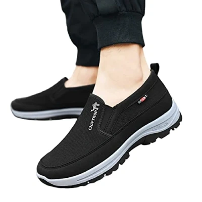 Image of Tytlyworth Mens Orthopedic Sneakers,Men&#039;s Slip on Shoes with Arch Support Men Outdoor Hiking Sneakers, Breathable Black