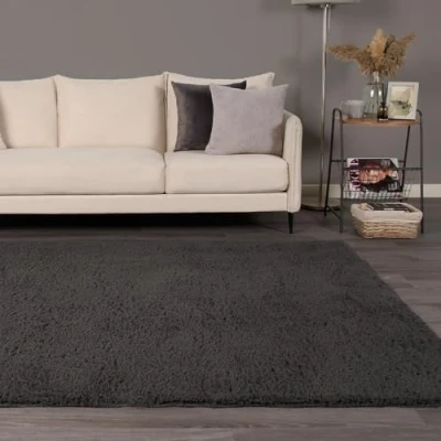 Image of OHS Charcoal Grey Rugs for Bedroom, Shaggy Non Slip Rug Hallway Runner Thick Pile Flat Soft Fluffy Living Room Interior Home Decorative, 80cm x 150cm