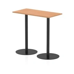 Image of Italia 1200 x 600mm Poseur Rectangular Table Oak Top 1145mm High Black Leg
