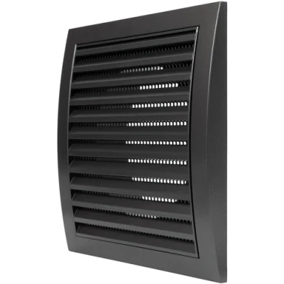 Image of Anthracite Exhaust Hood Vent 5&#039;&#039; Inch / 125 mm with Flange and Built in Mesh Guard Screen, Black, Air Cover, HVAC Duct Cap