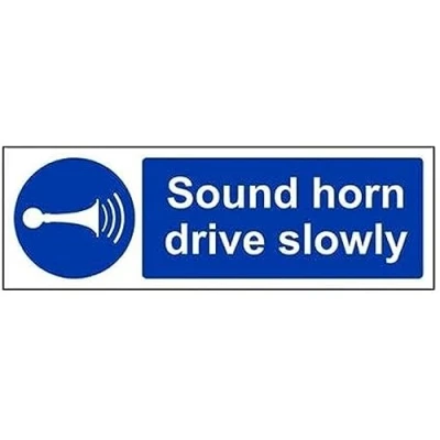 Image of V Safety Sound Your Horn Drive Slowly Sign 300mm x 100mm 1mm Rigid Plastic