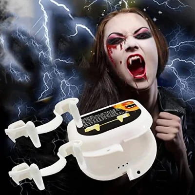 Image of 2PCS Halloween Vampire Fangs, Retractable Teeth Horrifying Fangs Realistic Reusable Scary Costume Decoration Fake False for Party Cosplay Prop