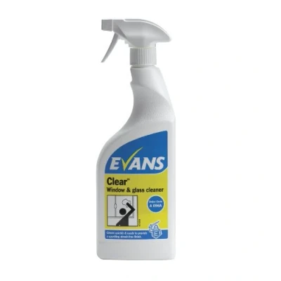 Image of Evans Vanodine Clear, Window Glass and Stainless Steel Cleaner, 750ml Trigger, Pack of 6