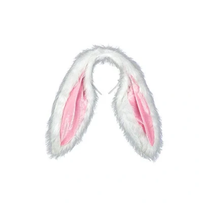 Image of Wicked Costumes Adult Unisex Giant Plush White Bunny Ears on Headband Fancy Dress Accessory