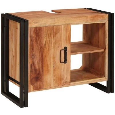 Image of Bathroom Sink Cabinet 71 x 33 58 cm Solid Acacia wood, Iron Vidaxl