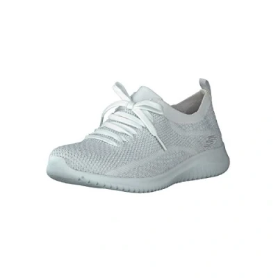 Image of Skechers Women&#039;s Ultra Flex Salutations Sneaker, White Silver, 5 UK