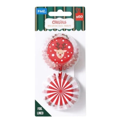 Image of PME Christmas Foil Lined Mini Cupcake Cases Rudolph (Pack of 60)