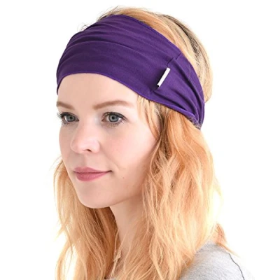 Image of CHARM Mens Elastic Japanese Headband Long Hair Bandana Womens Head Wrap Dreads Purple