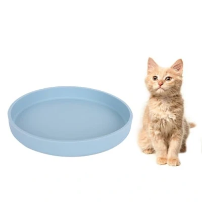 Image of Lollanda Feeding Bowl for Cats, Silicone Bowl, Oval Drinking Wide Dry Food and Wet (18 x 2.5 cm, Blue)