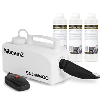 Image of beamz SNOW600 Snow Machine with 15L Concentrated Fluid Ultimate Fake for Parties, Weddings &amp; Events Perfect Party Effects, Realistic Snowflakes