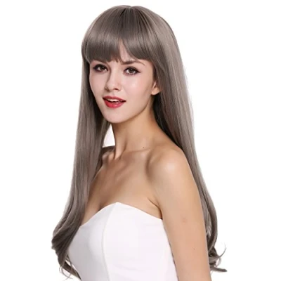 Image of wig ME UP C8135 8AT10A Quality women&#039;s lady very long sleek fringe brown grey mix