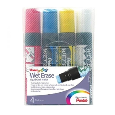 Image of Pentel Wet Erase Chalk Marker Jumbo Tip Multi colour (Pack of 4)