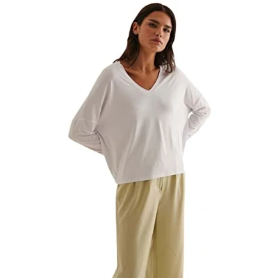 Image of NA KD Women&#039;s V neck Jersey Top Cami Shirt, White, XS UK
