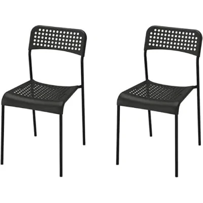 Image of home stuff Set of 2 Modern Chairs with Stainless Steel Frames Sleek and Stylish Design Ideal for Dining Room, Kitchen, or Office a Comfortable Seating Durability Safety (Black)