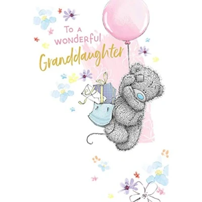 Image of Me to You Tatty Teddy Granddaughter Birthday Bear Floating On Balloon Greetings Card