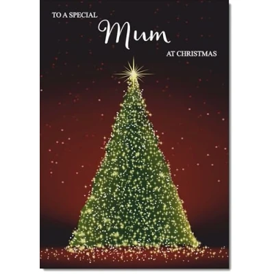 Image of doodlecards Mum Christmas Card Green Tree Large A4 Size for with Plain Envelope