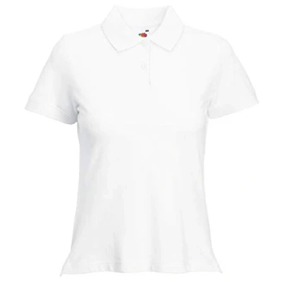 Image of Fruit of the Loom Women&#039;s Polo Shirt Short Sleeve, Womens Men, White, Large