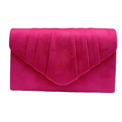 Image of LeahWard Women&#039;s Suede Clutch Handbags Purse Wedding Bags 308 (Fuchsia)