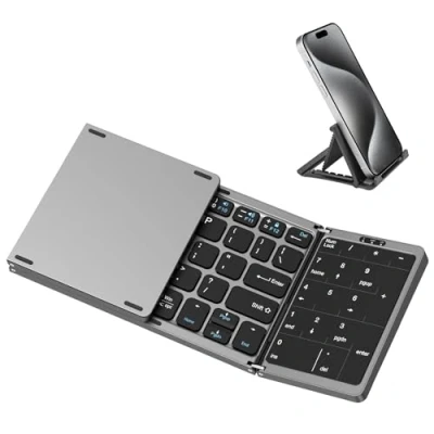 Image of MoKo Foldable Bluetooth Keyboard, Folding Keyboard with Touchpad &amp; Number Pad, Wireless Portable Mini Travel for Windows iOS Android Tablet/Smartphone/Laptop, QWERTY US Layout