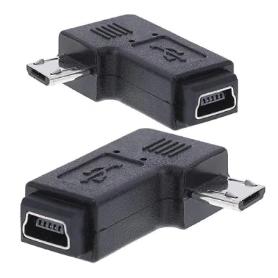 Image of CY 2pcs 90 Degree Left/Right Angled Mini USB Female to Micro Male Data Charged Adapter