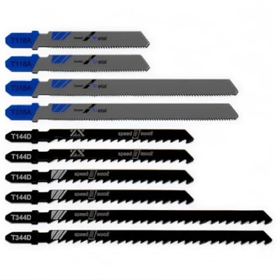 Image of CESFONJER 10 Piece Jigsaw Blades Set with Storage Tube. Blade for Cutting Optimized Metal, Wood, PVC, and Plastic.