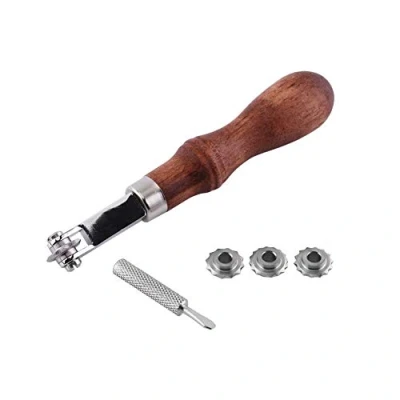 Image of Leather Texturing Tool Wheel Leathercraft Spacer Embossing System Set Sewing Design for Hand Stitching Wheels and Stamping