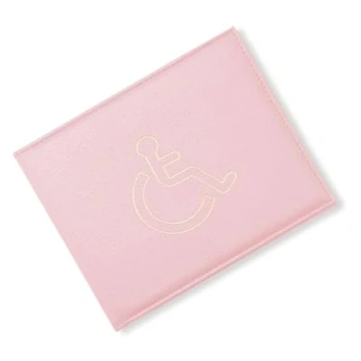 Image of BML PU Leather Disabled Badge Safe Wallet Protector Disability Parking Permit Discreet Display Cover Hologram (Pink)