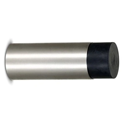 Image of Stoppwerk Wall Mounted Door Stop 7,6cm Stainless Steel Stopper incl. Mounting Material and Rubber Buffer Protector Size Ø2.7cm H:7,6cm