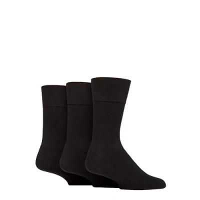 Image of Mens 3 Pair SOCKSHOP Gentle Grip Cotton Cushioned Foot Sports Socks Black 6 11