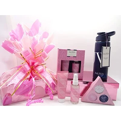 Image of Jack Wills Gift Box Hamper, Ladies Mini Duo Fruity Body Spray, Wash Set, Lip Balm Trio, Blue Water Bottle