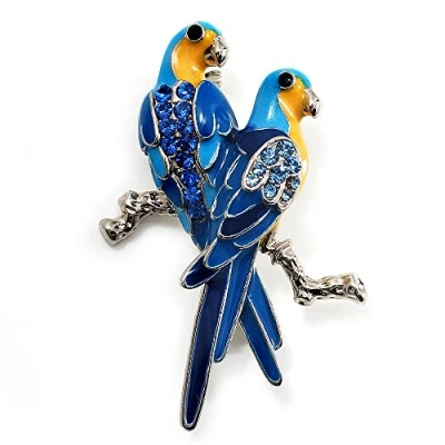 Image of Avalaya Blue Enamel Parrot Brooch (Silver Tone Metal)