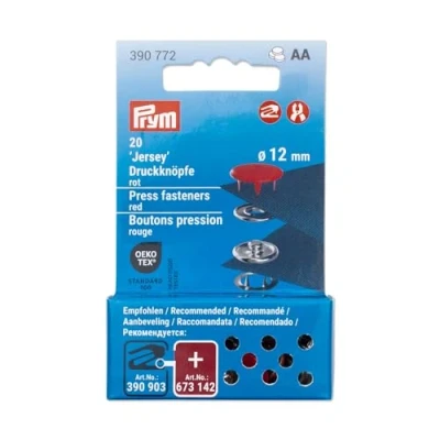 Image of Prym 390772 Press Studs Jersey 12 mm Red Compatible with Vario Creative Tool