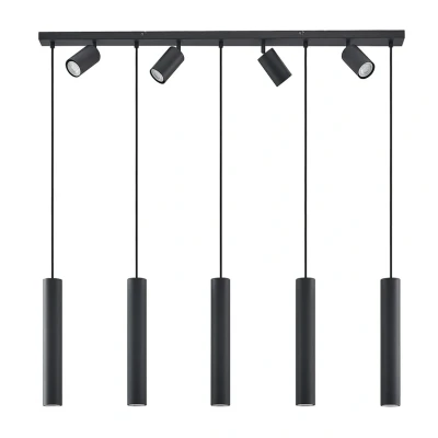 Image of Lindby Sanad hanging light black 9 bulb long