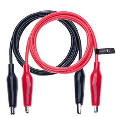 Image of Crocodile Clips Electrical Insulated Wire Multimeter Test Leads Set Alligator Clip Clamps Double Ended Voltage Tester Cable (0.5 Meter/Red &amp; Black)