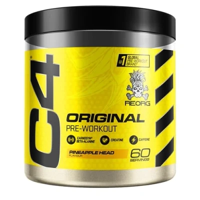 Image of C4 Original Beta Alanine Sports Nutrition Bulk Pre Workout Powder for Men &amp; Women Best Energy Drink Supplements Creatine Monohydrate Pineapple 60 Servings