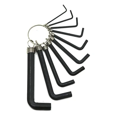 Image of fiXte 10 Piece Hex Key Wrench Set Hardened Steel Chemically Blackened 1.5mm Upto 10mm with Keyring.