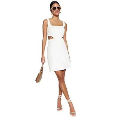 Image of Trendyol Women Mini A line Relaxed fit Woven Dress,Ecru,40