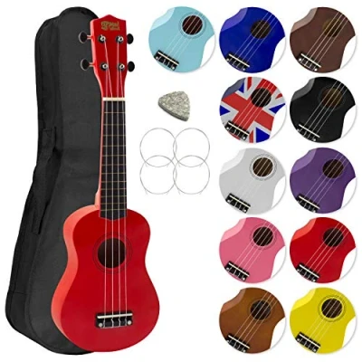 Image of Mad About SU8 Soprano Ukulele in Red With FREE Gig Bag, Pick, and Spare Strings Great for Schools Beginners, Now Carbon Black Improved Tuning