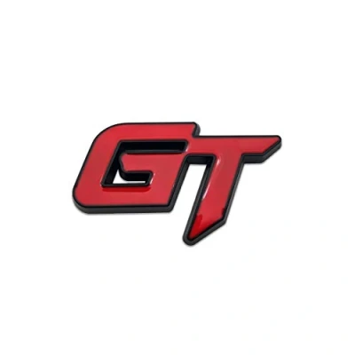Image of Chrome Metal GT Logo Car Emblem Premium 3D Badge Auto Racing Sport Sticker Grand Tourer Decal (Black&amp;Red)