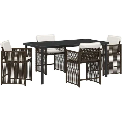 Image of vidaXL Garden Dining Set 5 pcs Brown Poly Rattan