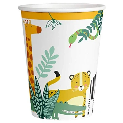 Image of amscan Get Wild Paper Cups 250ml 8 Per Pack